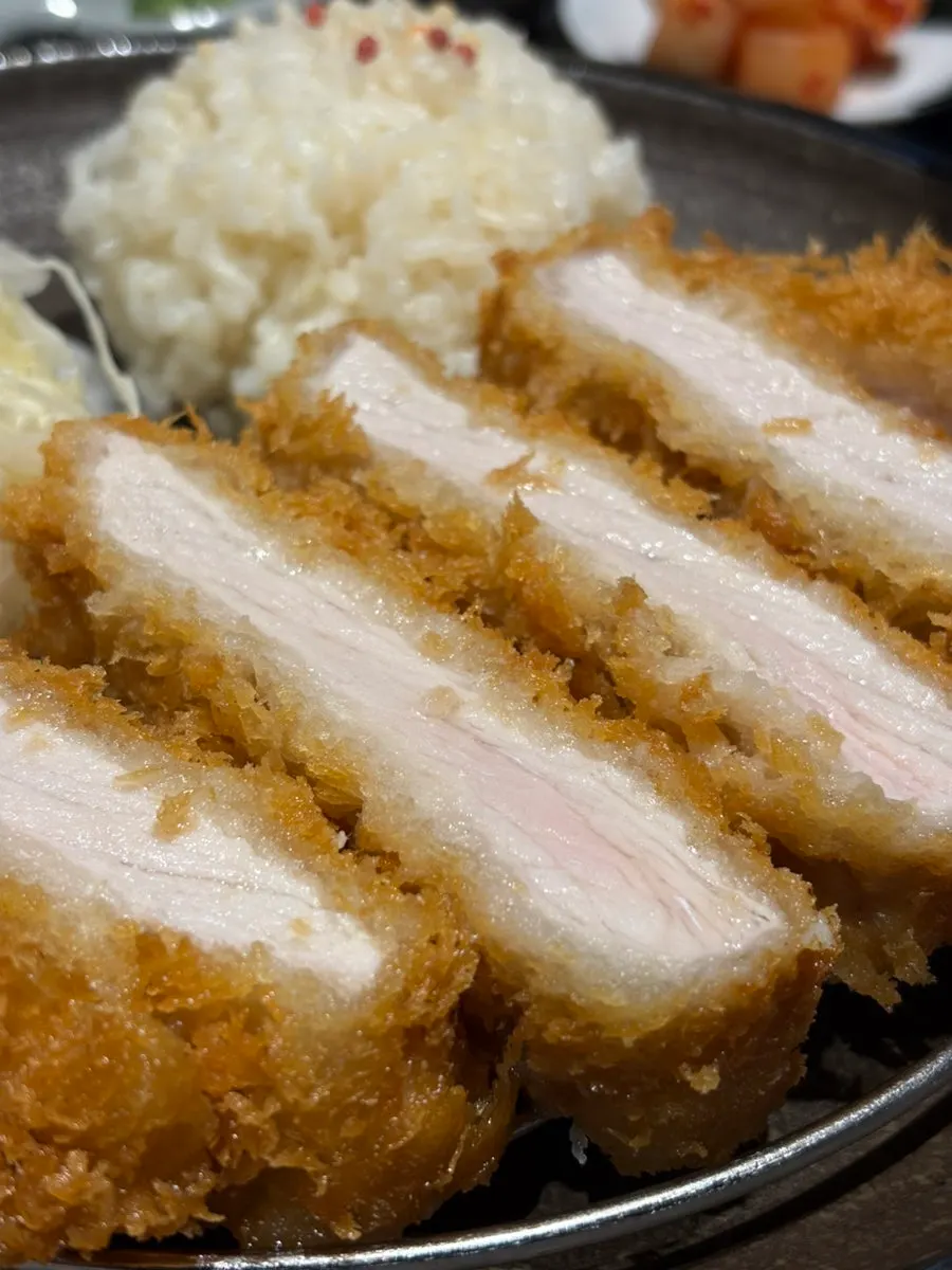 Tonkatsu sauce, salt, and wasabi served alongside