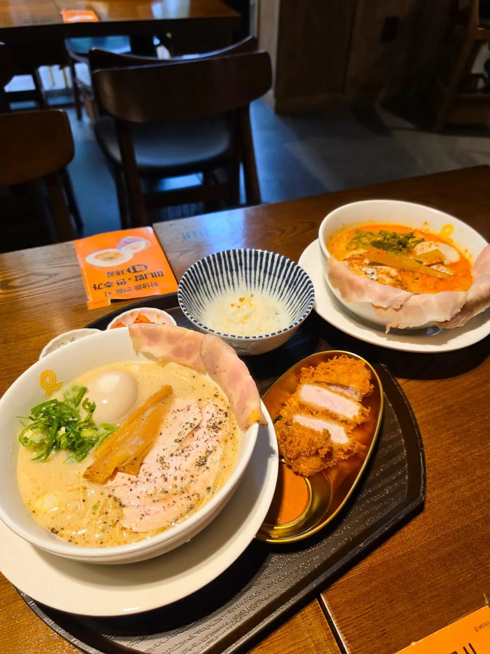 Ramen set laid out on the window-side table