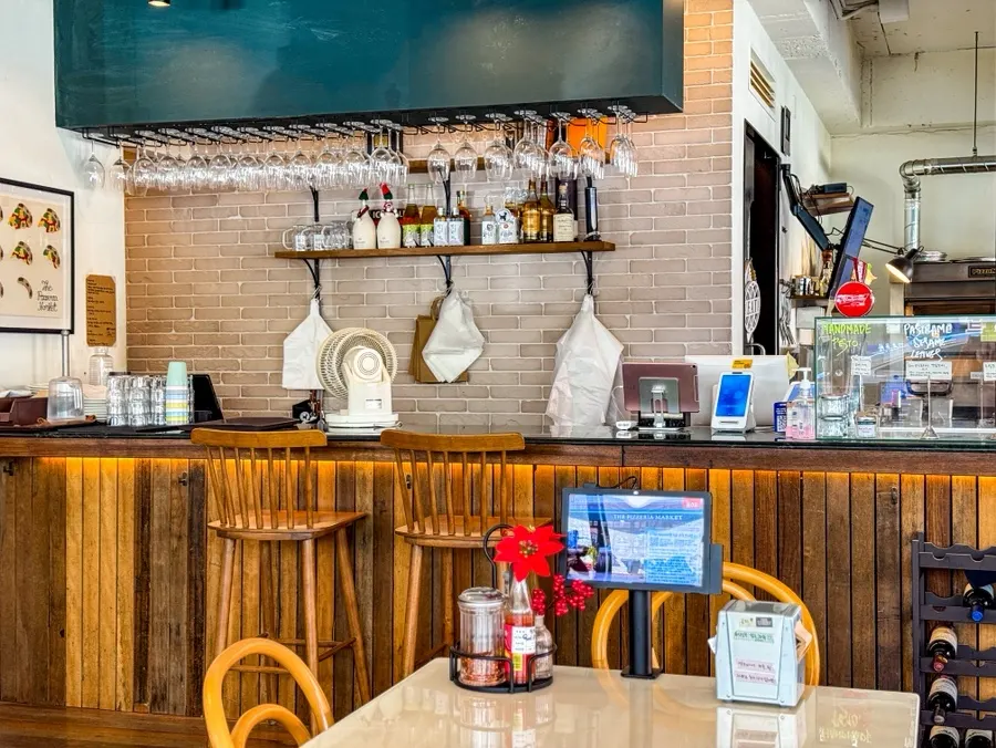 Interior related to handmade wood-fired pizza