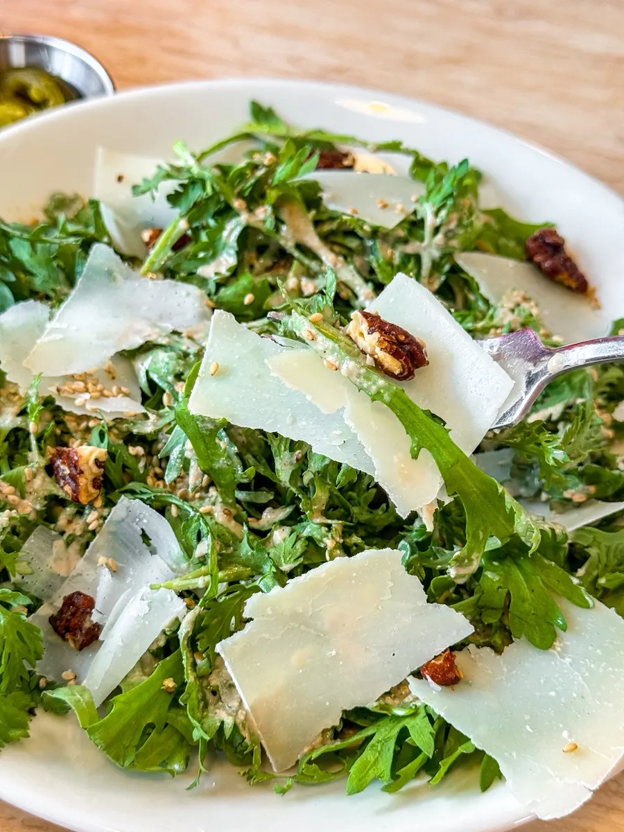 Salad with tahini dressing