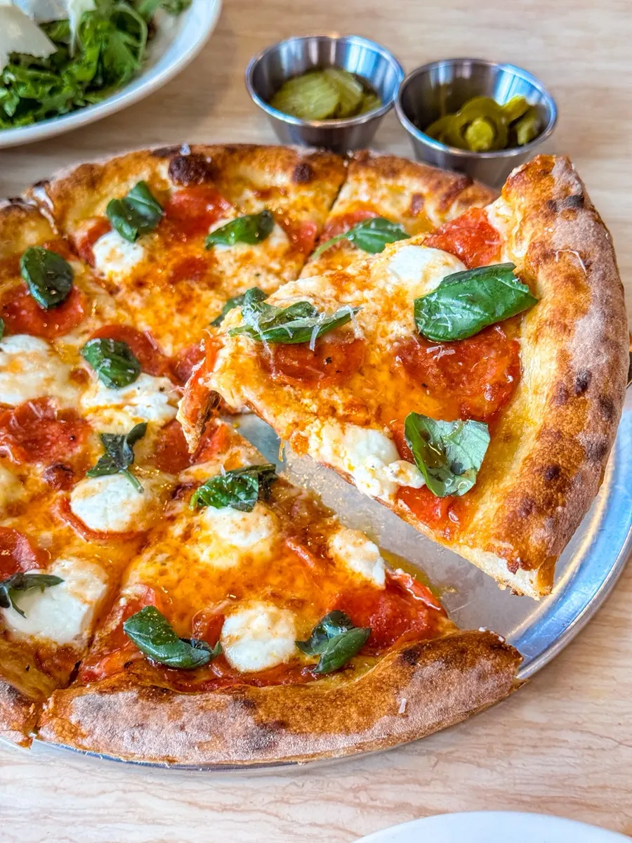 Ricotta honey pepperoni pizza