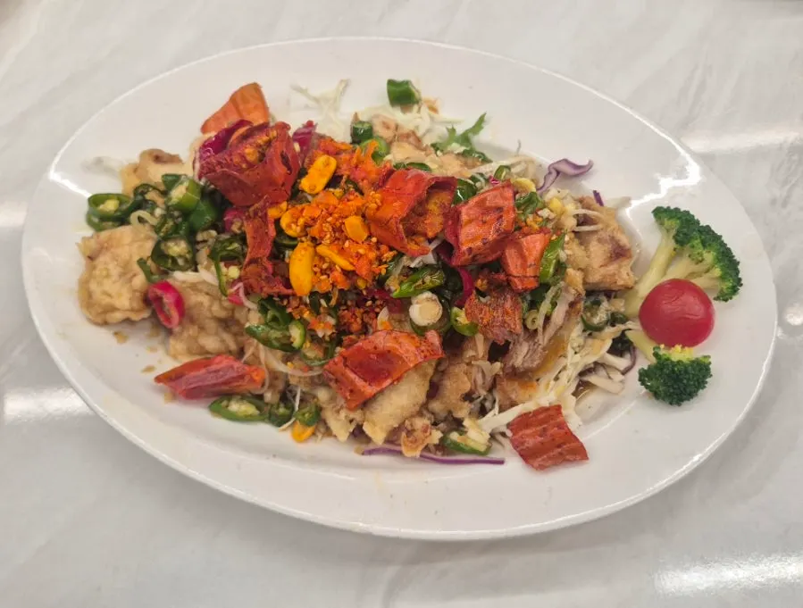 A plate of yurinki tossed in soy sauce