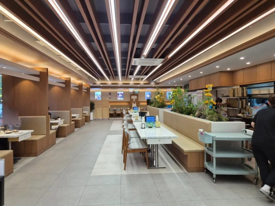 Clean, spacious restaurant interior