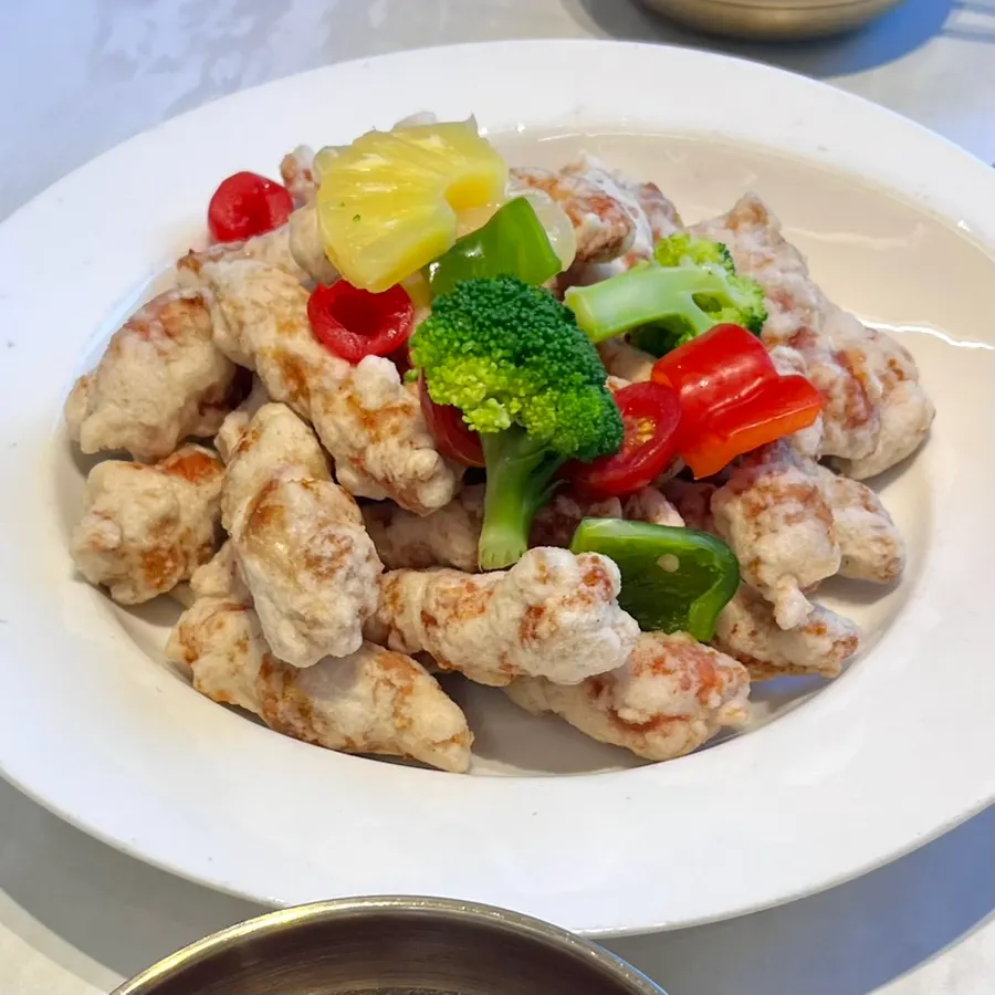 A generously filled bowl of seafood nurungjitang