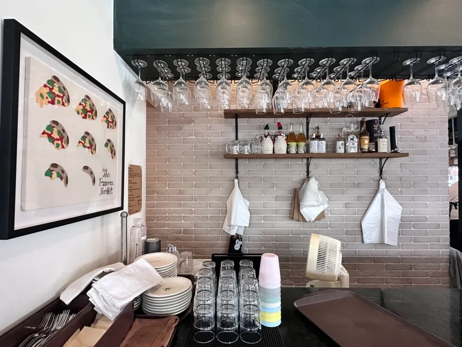 Open kitchen space where cooking is visible