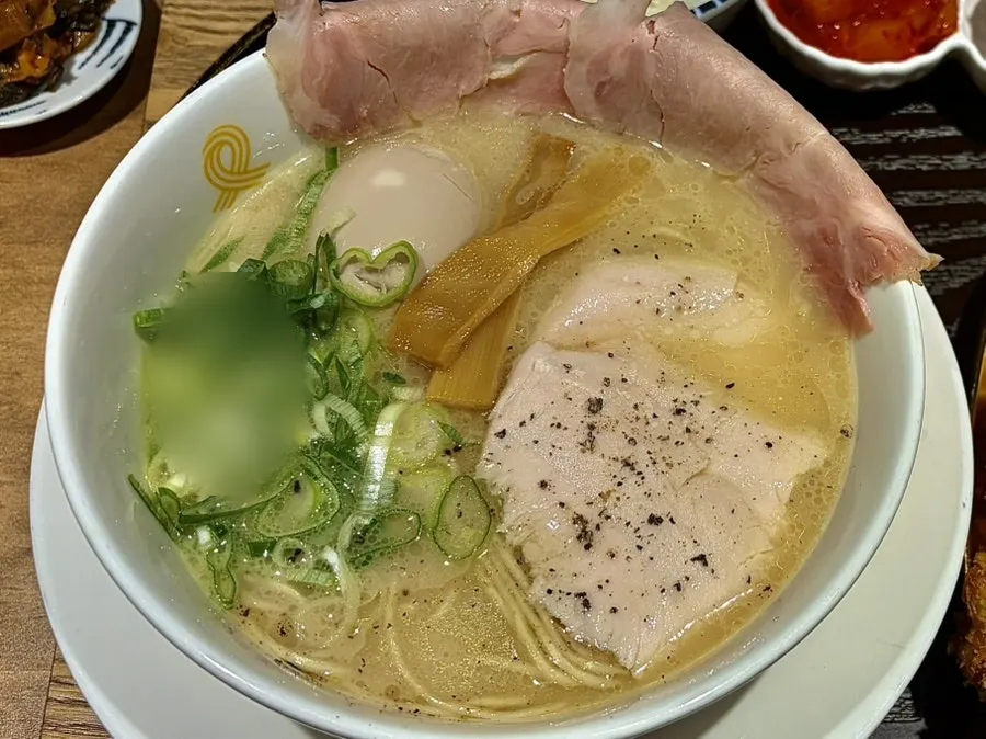 Tori paitan ramen topped with chashu