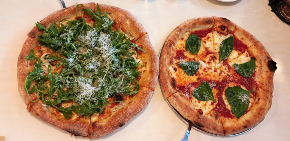 Truffle mushroom and New York margherita wood-fired pizzas