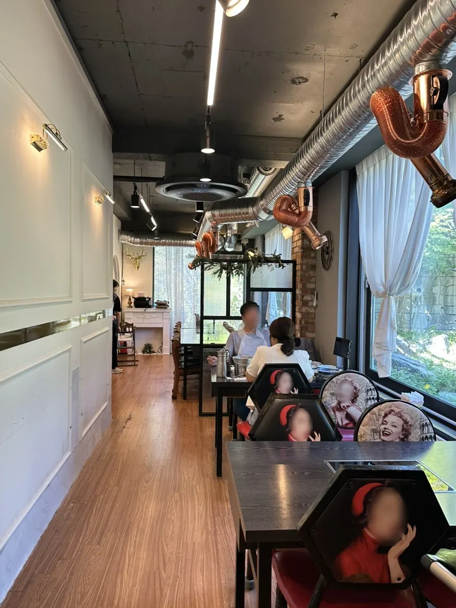 Interior with group seating further inside