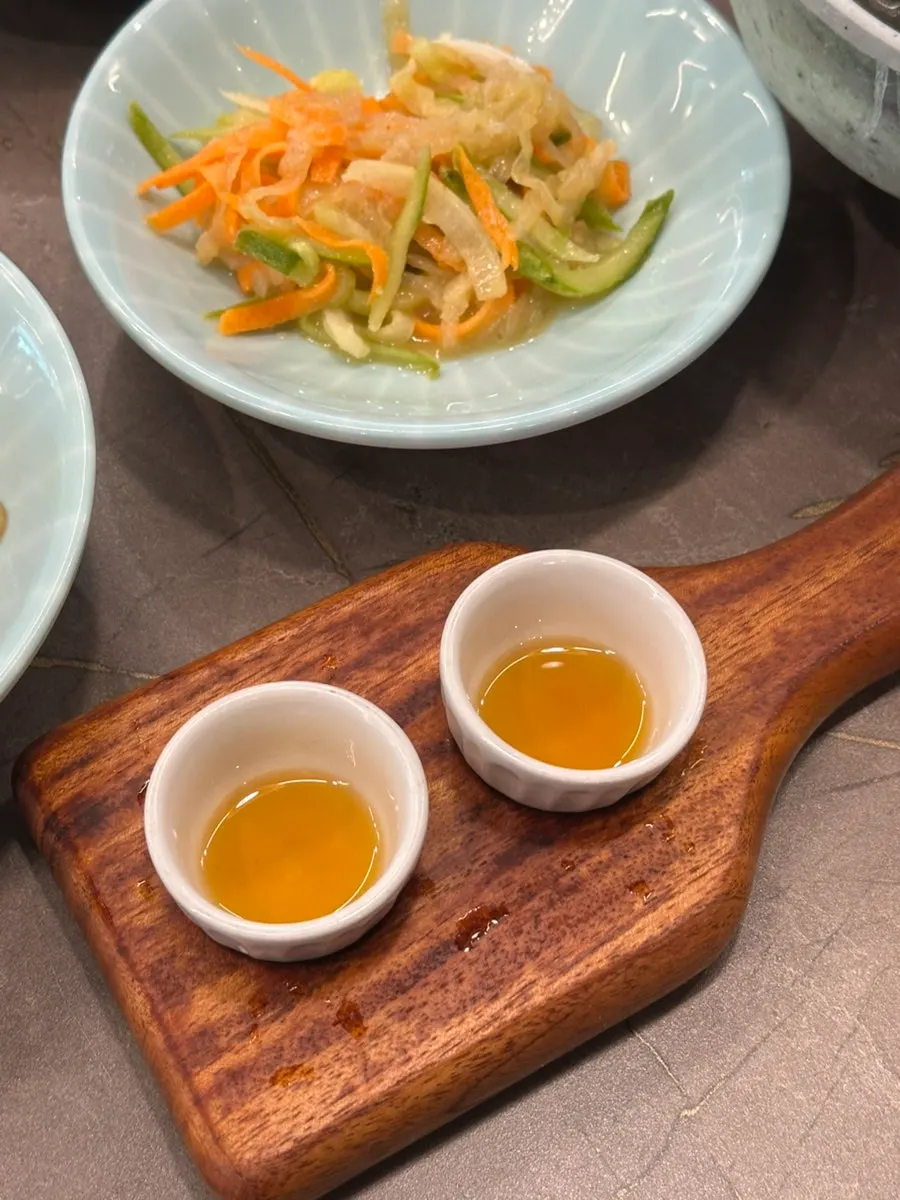 Perilla oil served with the jjukkumi set