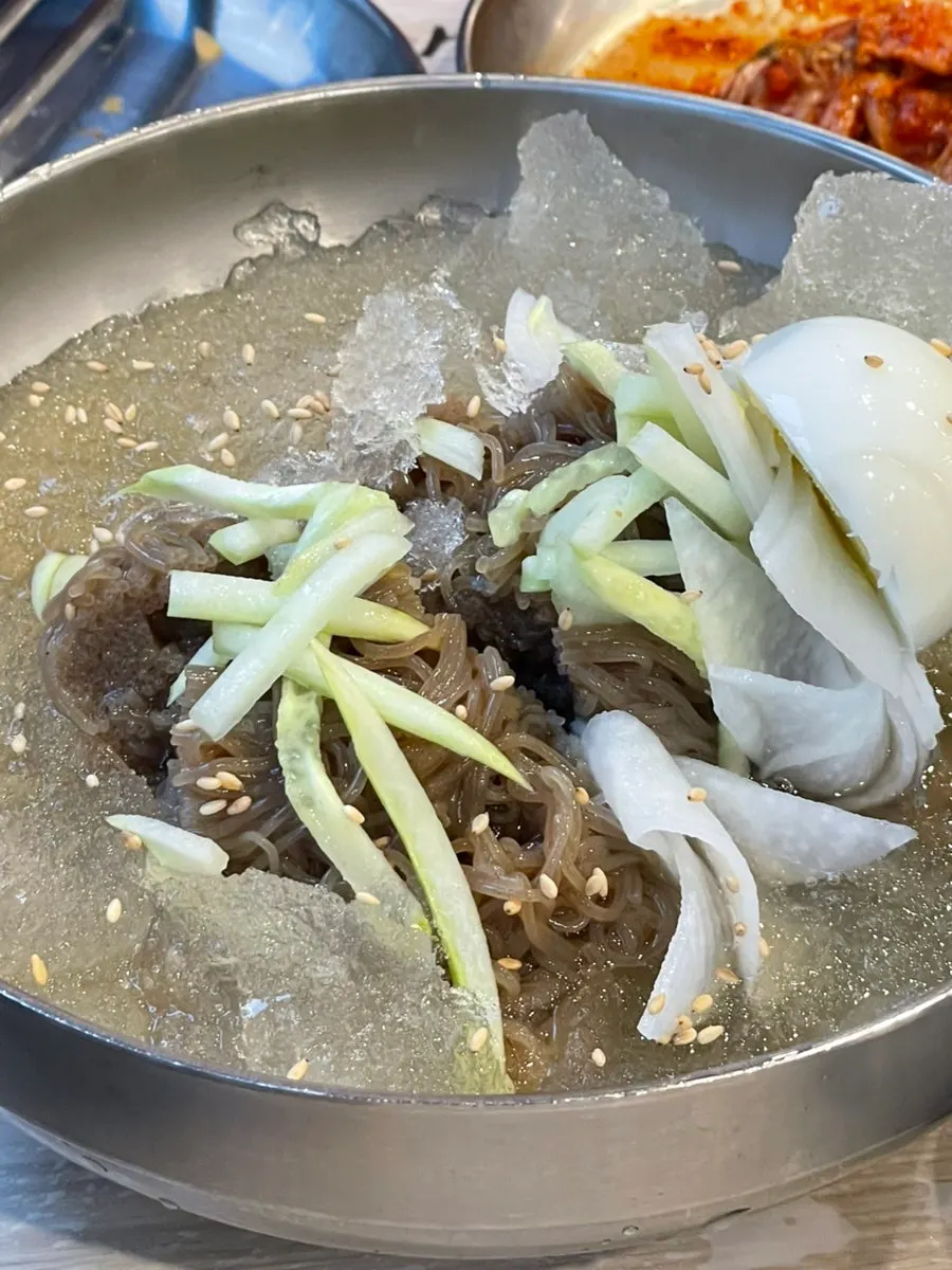 A generously sized bowl of doenjang stew