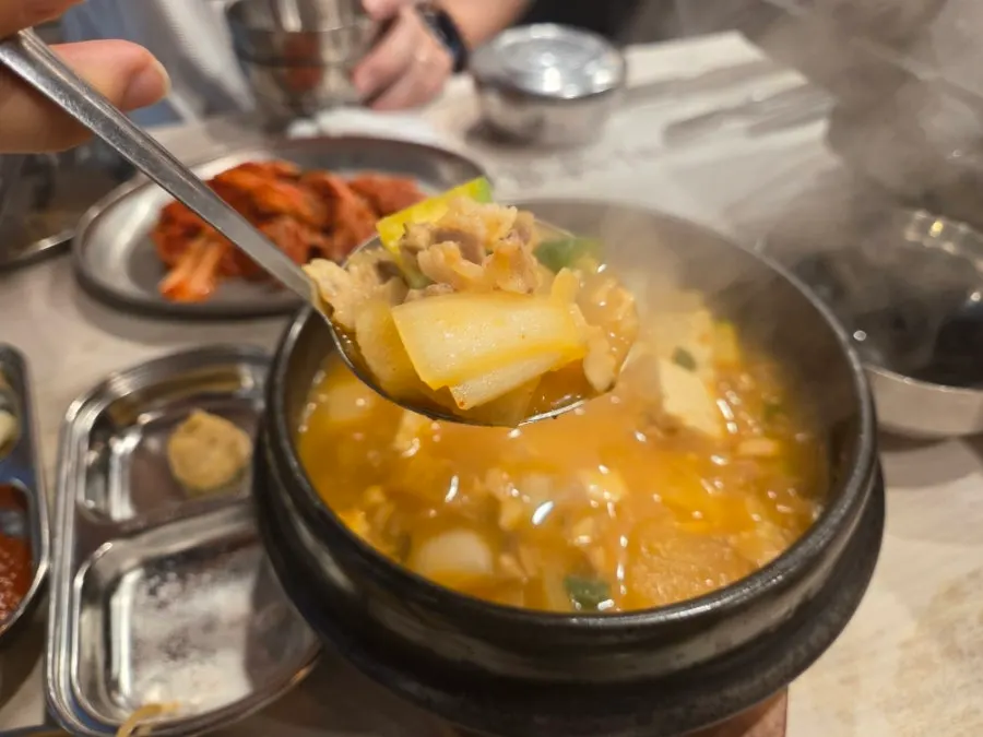 Doenjang stew served in a large bowl