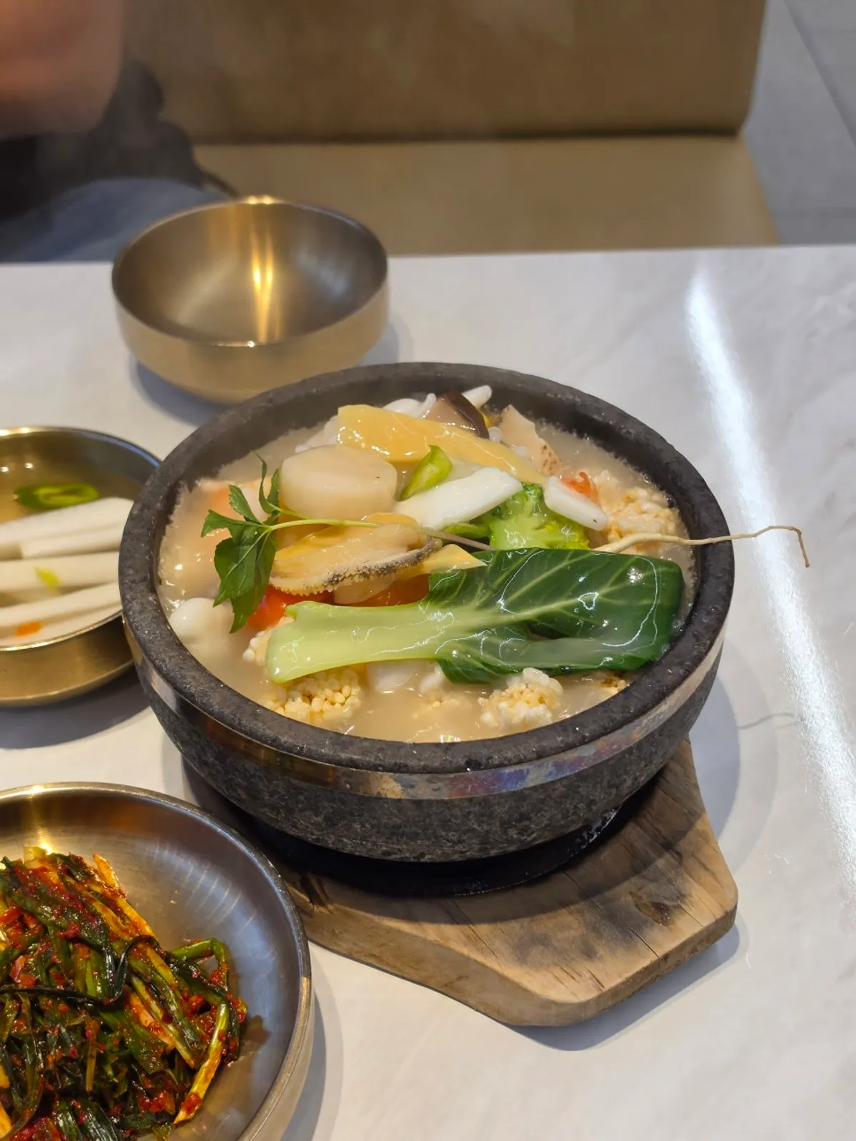 Seafood abalone nurungjitang loaded with abalone and shrimp