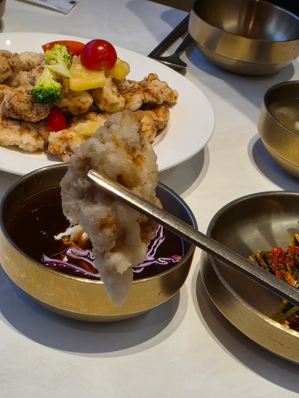 A plate of mini fresh-tenderloin tangsuyuk