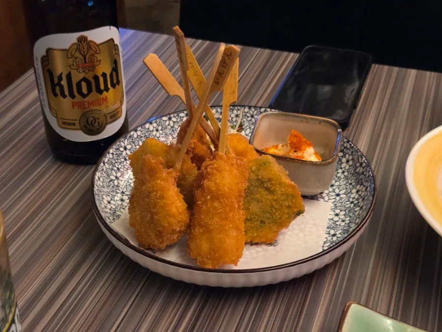 Ordered dishes laid out on the table at Hanamato