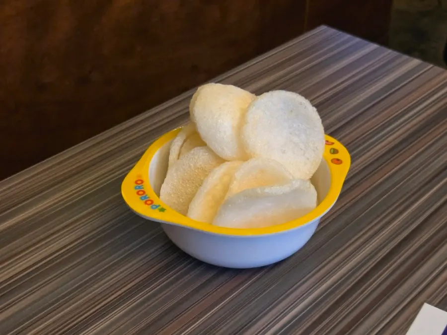 Complimentary shrimp chips