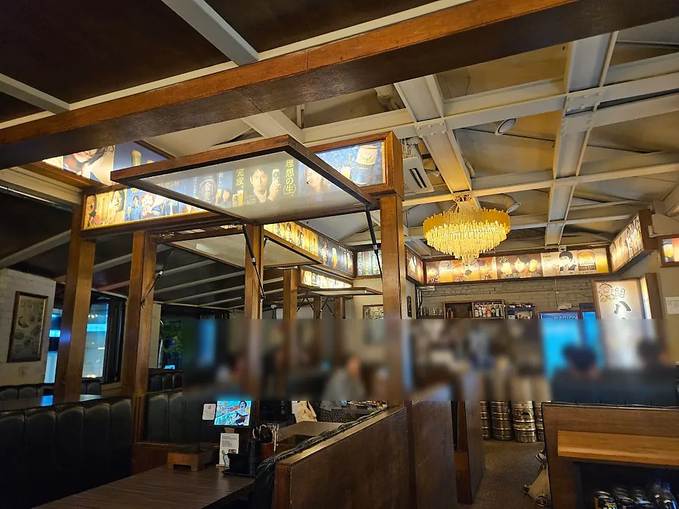 Interior of Hanamato with wood finishes and lighting