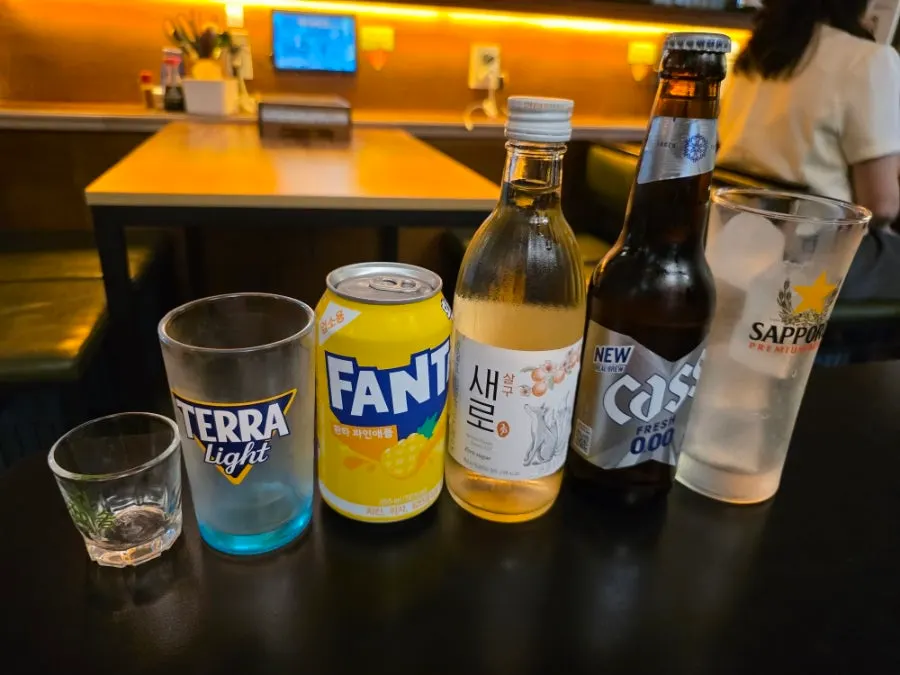 Drinks and alcohol placed on the table