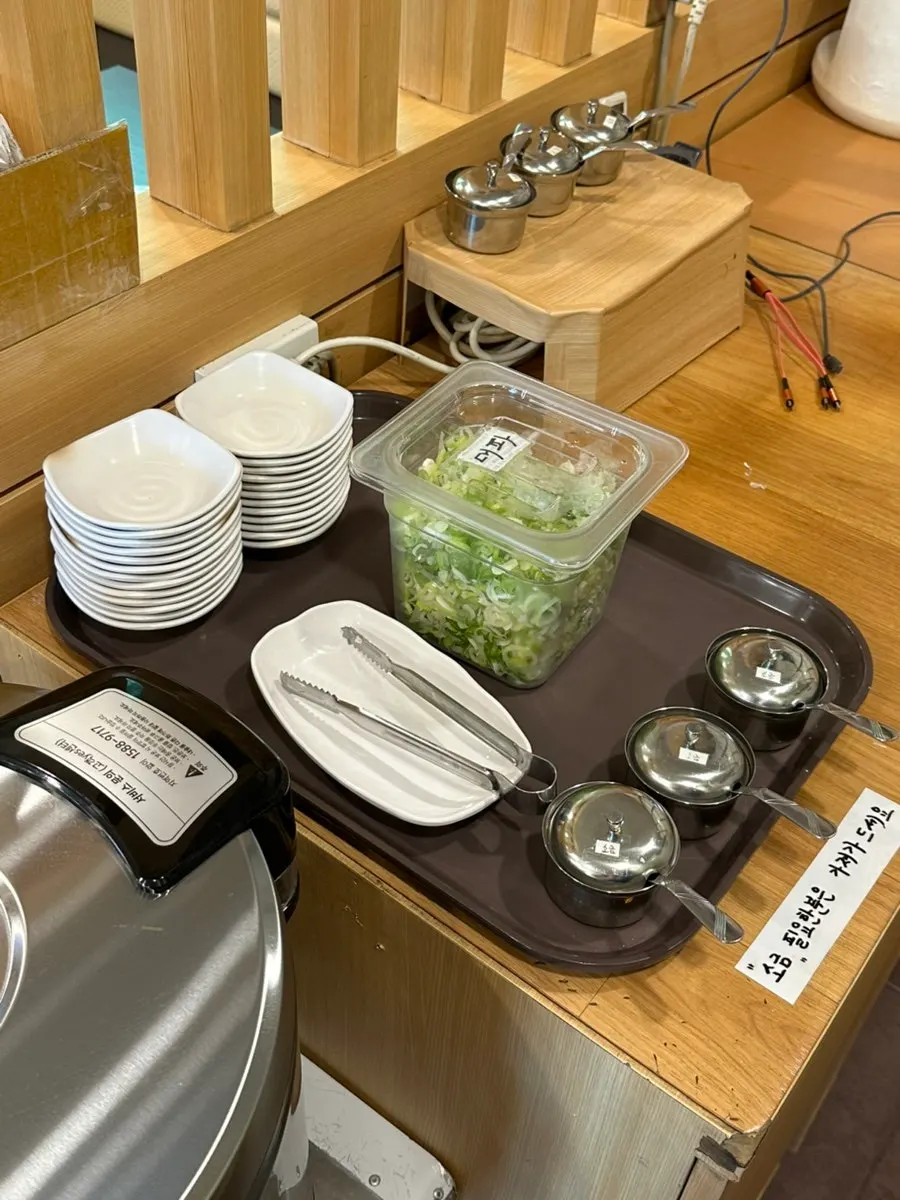 Self-serve corner with unlimited rice ready