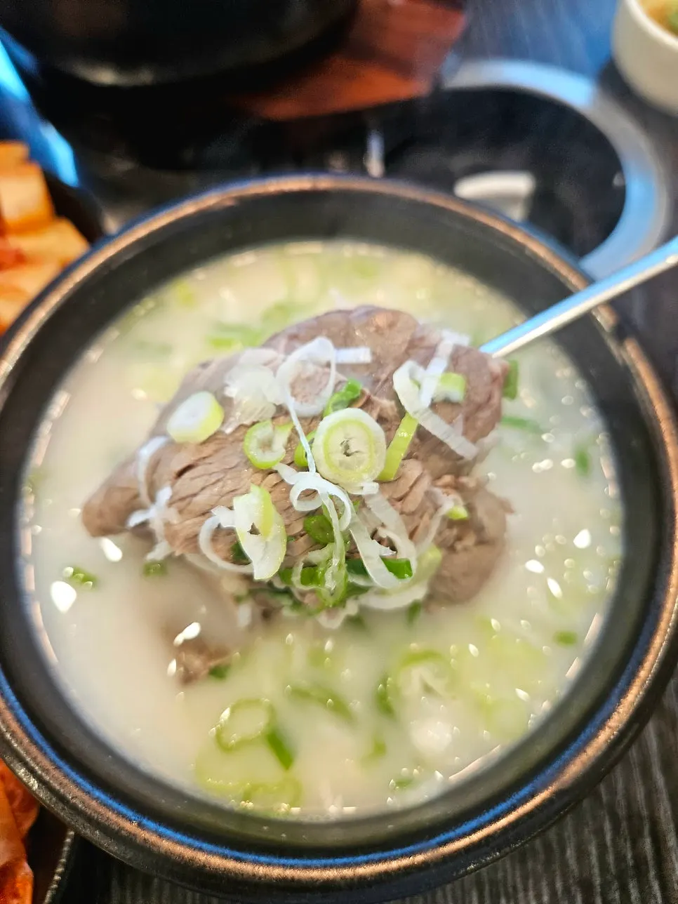 Plate of scallions and salt from the self-serve bar