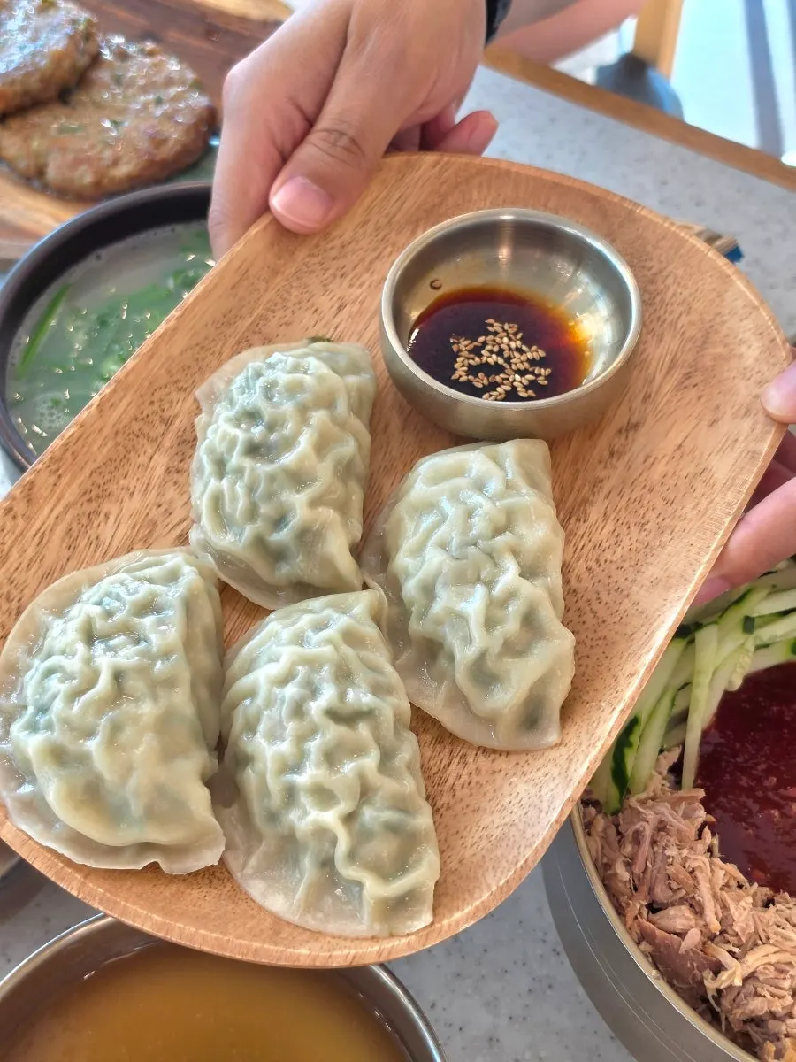 Meat mandu paired with the bibim noodles