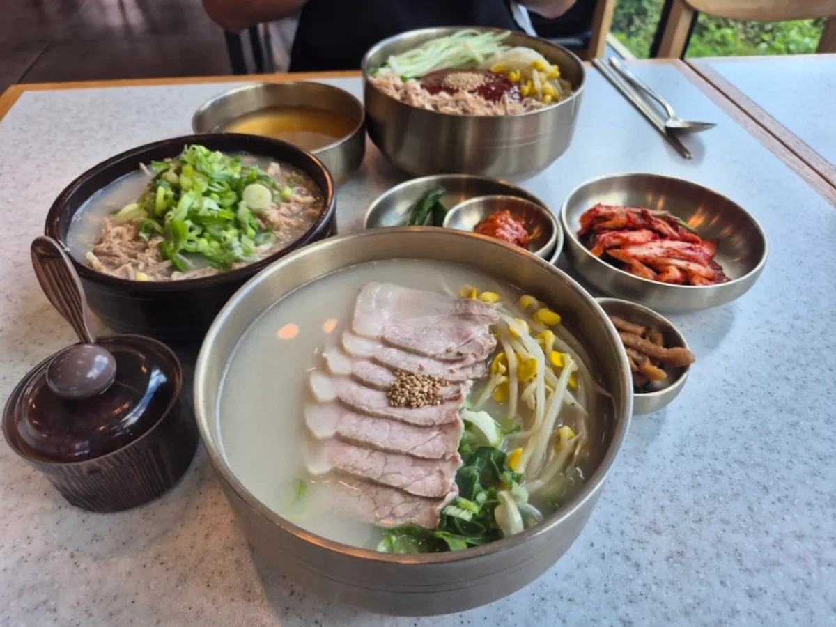 Noodles and rice soup shared among the family