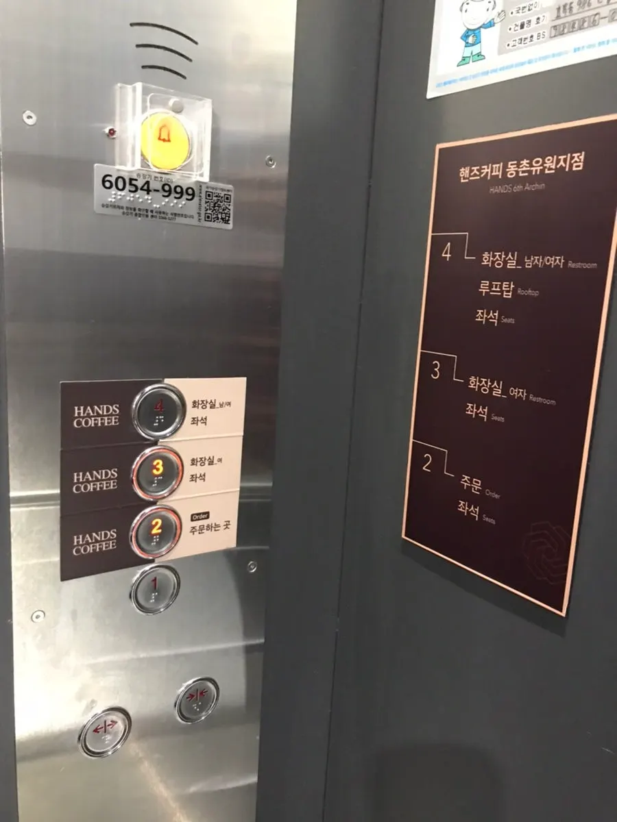 Elevator signage leading up to the 2nd floor