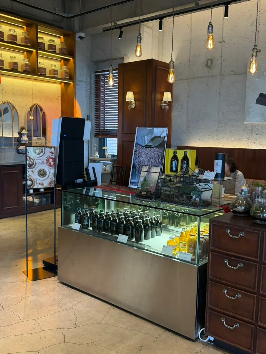 View of the café atmosphere from a window seat