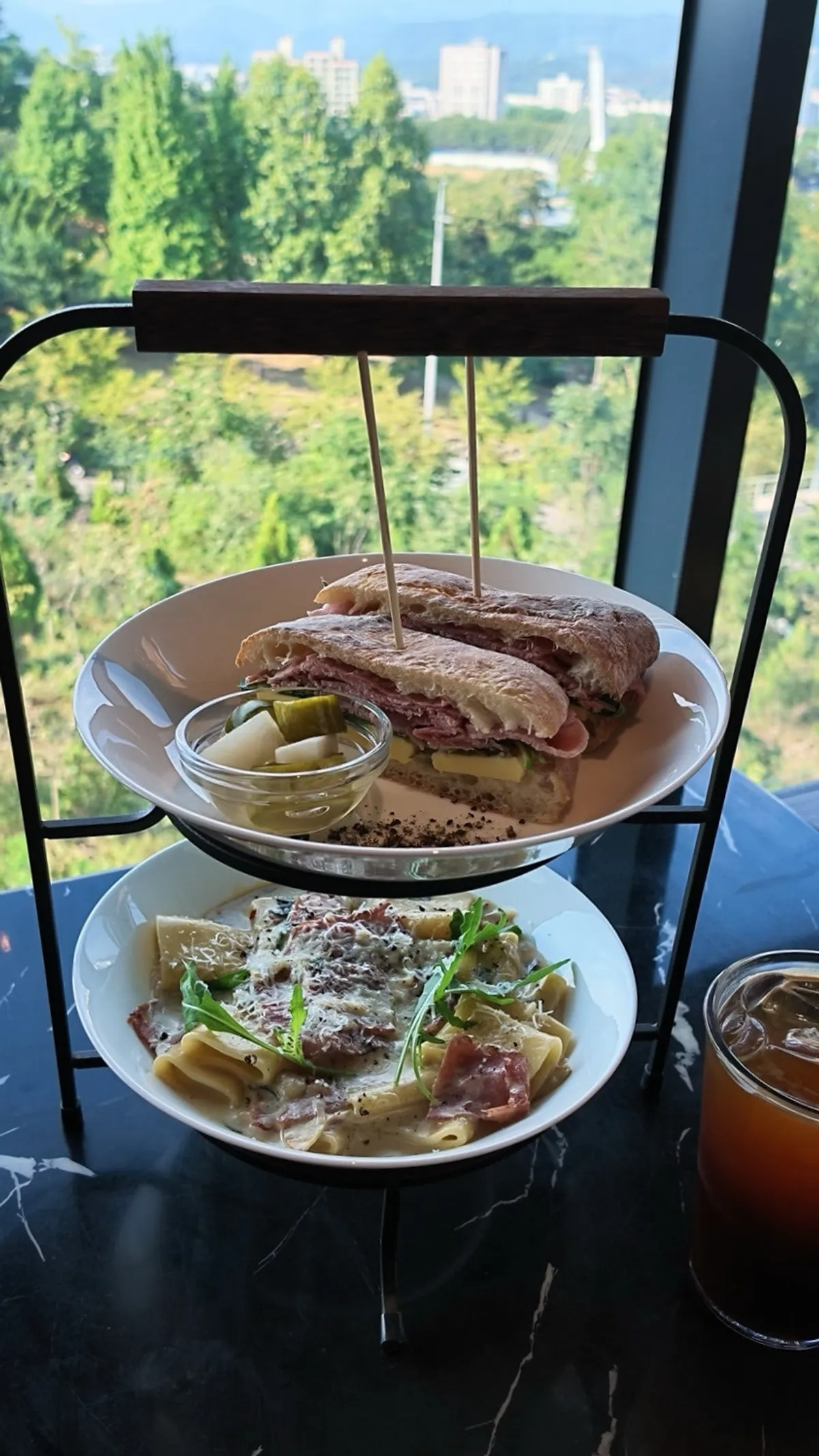 Set B brunch tray with iced americano