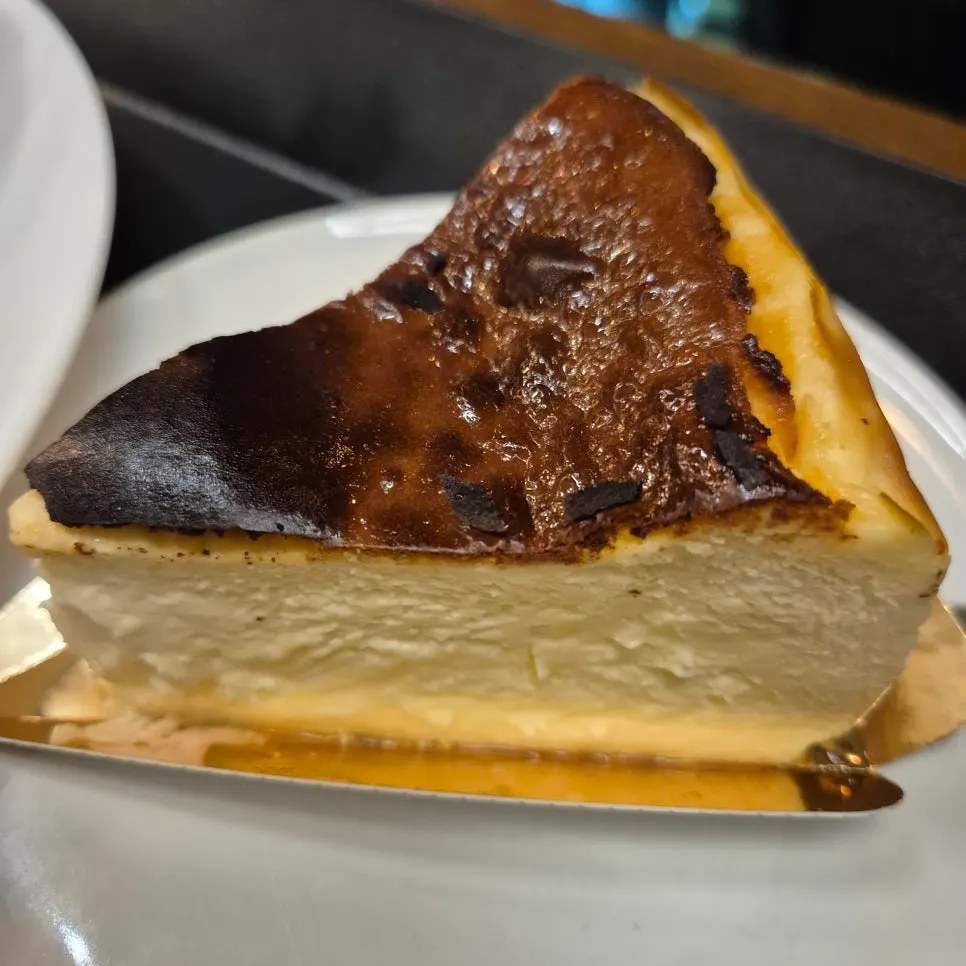 Moist Basque cheesecake served with hand-drip coffee