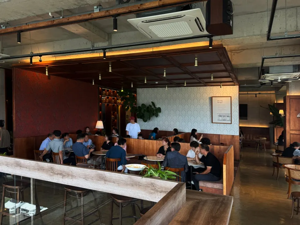 Interior of the café opened up by the 3rd floor void space