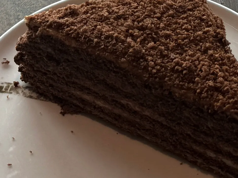 A slice of Czech-style honey cake Malenka