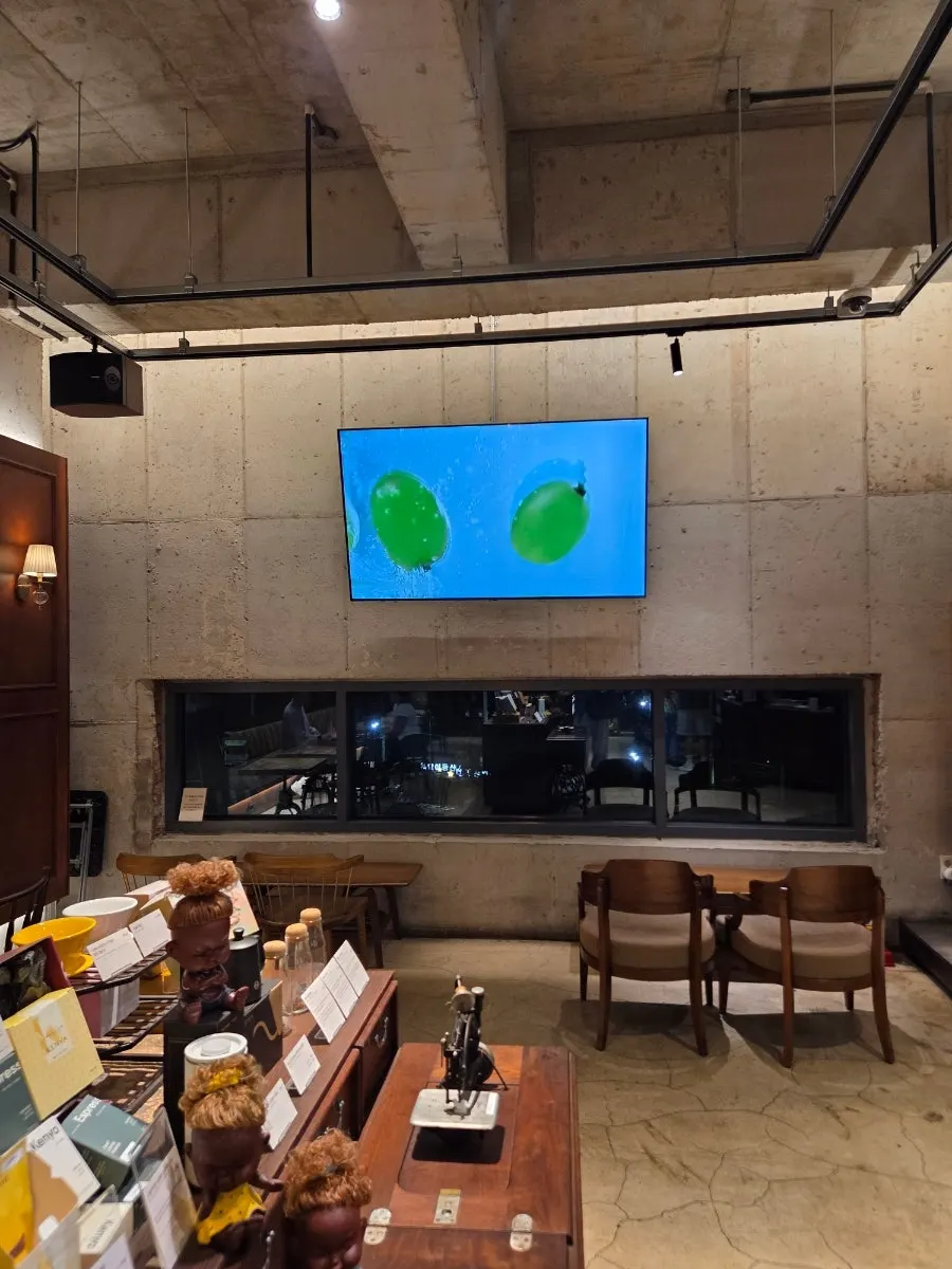 Tables extending toward the back of the 2nd floor