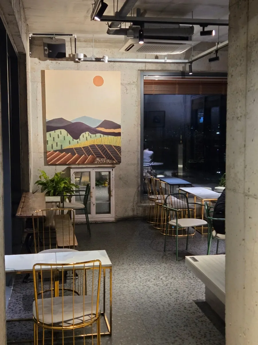 4th-floor terrace space with a night view