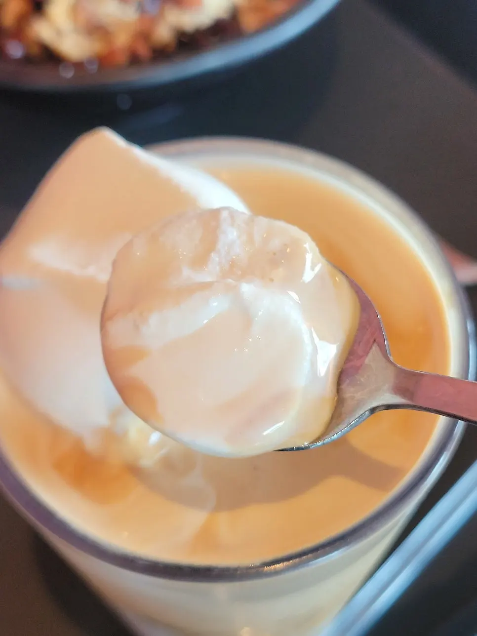 Ice cream latte topped with Sunghah Organic ice cream