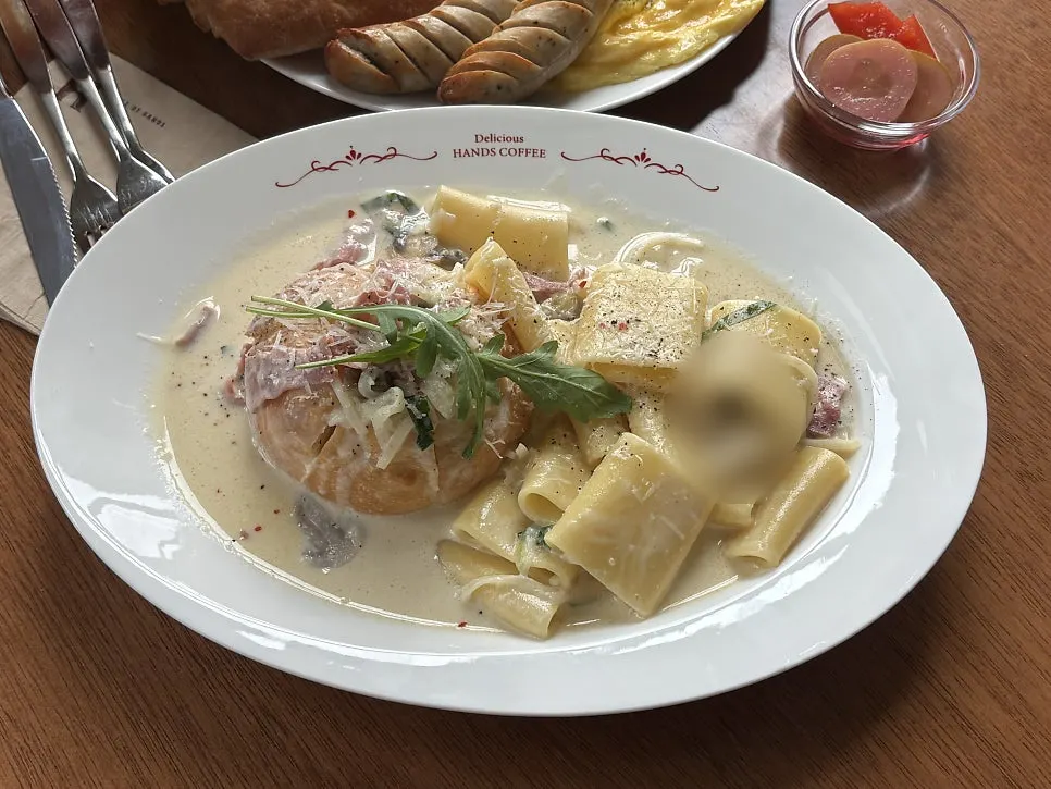 パネとクリームソースを添えたパケリパスタ
