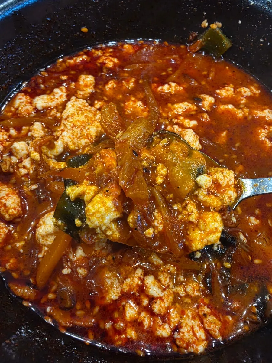 Chodang sundubu jjamppong-bap with a bowl of rice