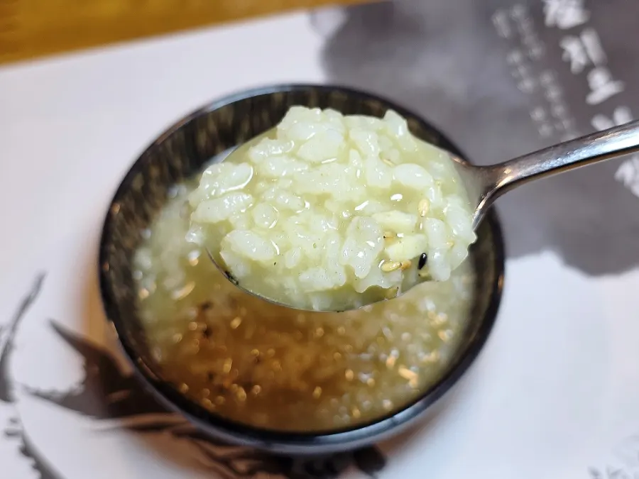 Abalone porridge served as the first course