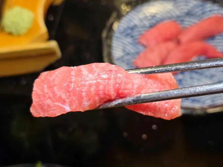 Tuna sushi served at the end of the meal