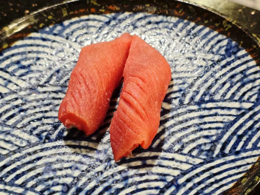 Close-up of soft, tender tuna sushi