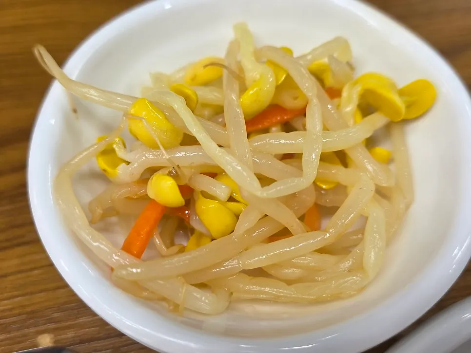 A plate of side dishes taken from the self-bar