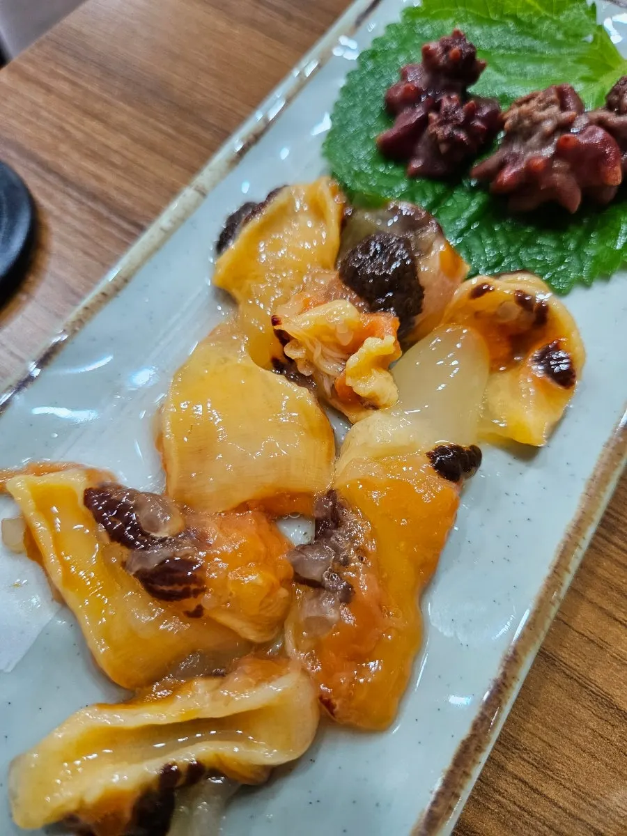 서비스로 나온 멍게 한 접시