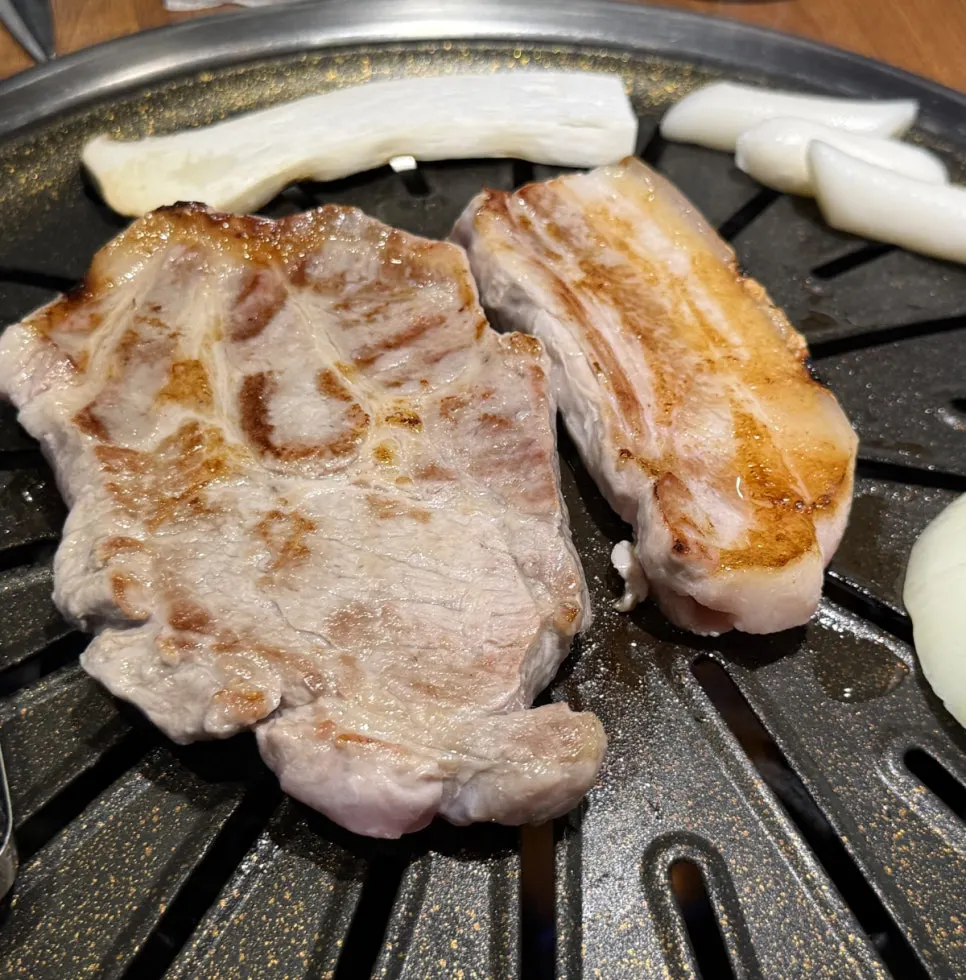 Close-up of pork grilling