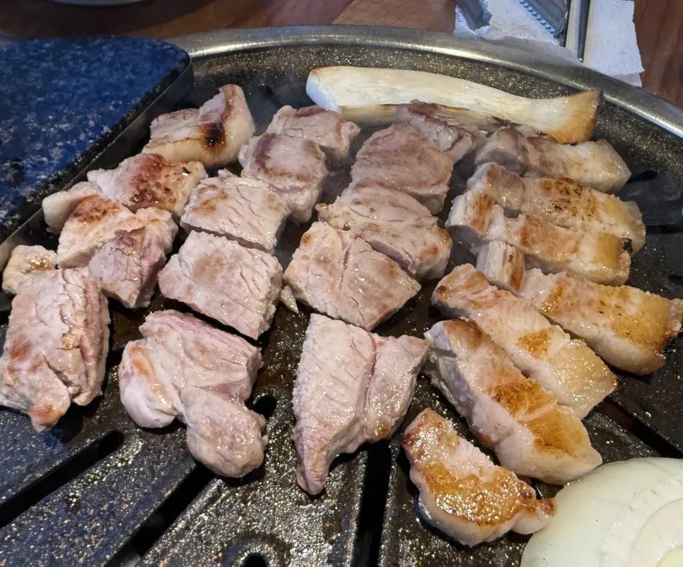 Grilled samgyeopsal and ogyeopsal