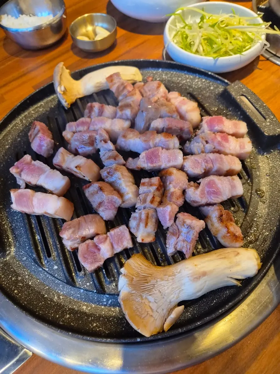 Golden-brown aged pork cooked through