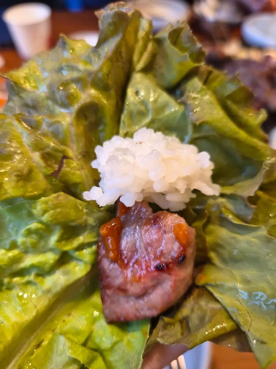 Cooked aged pork with the basic side dishes
