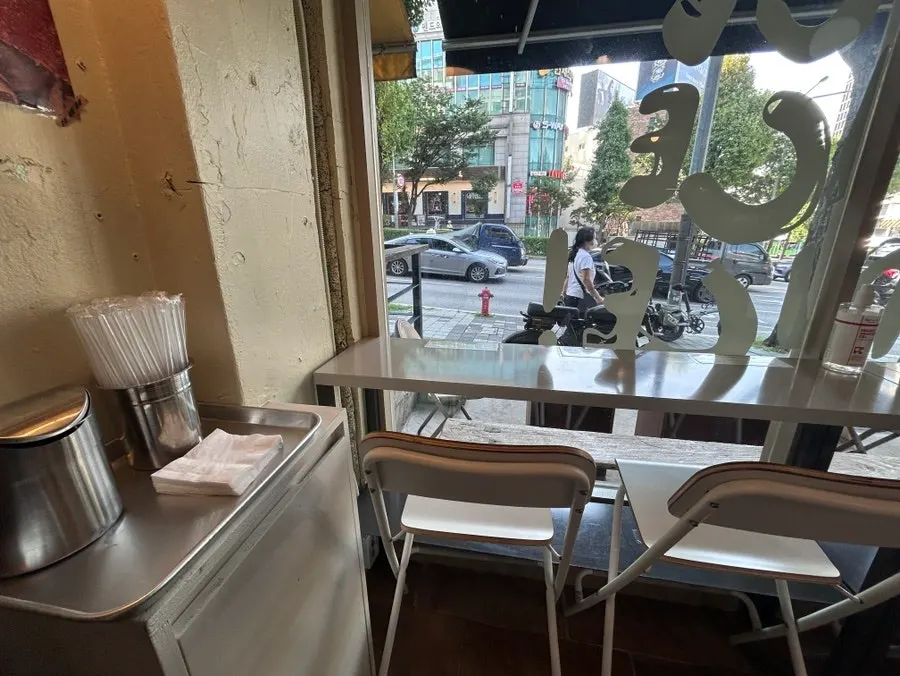 Store seating looking out at the street view
