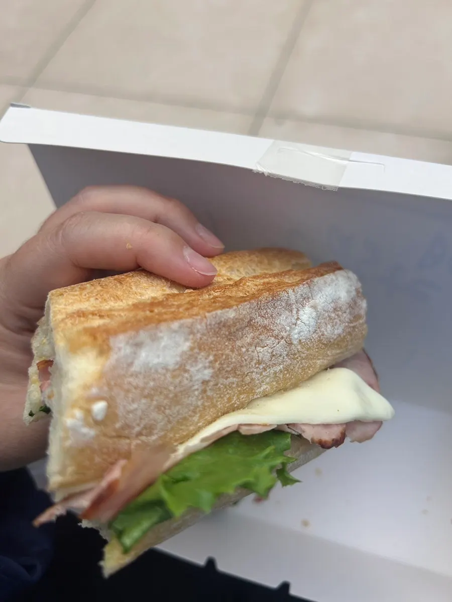 The baguette sandwich after one bite