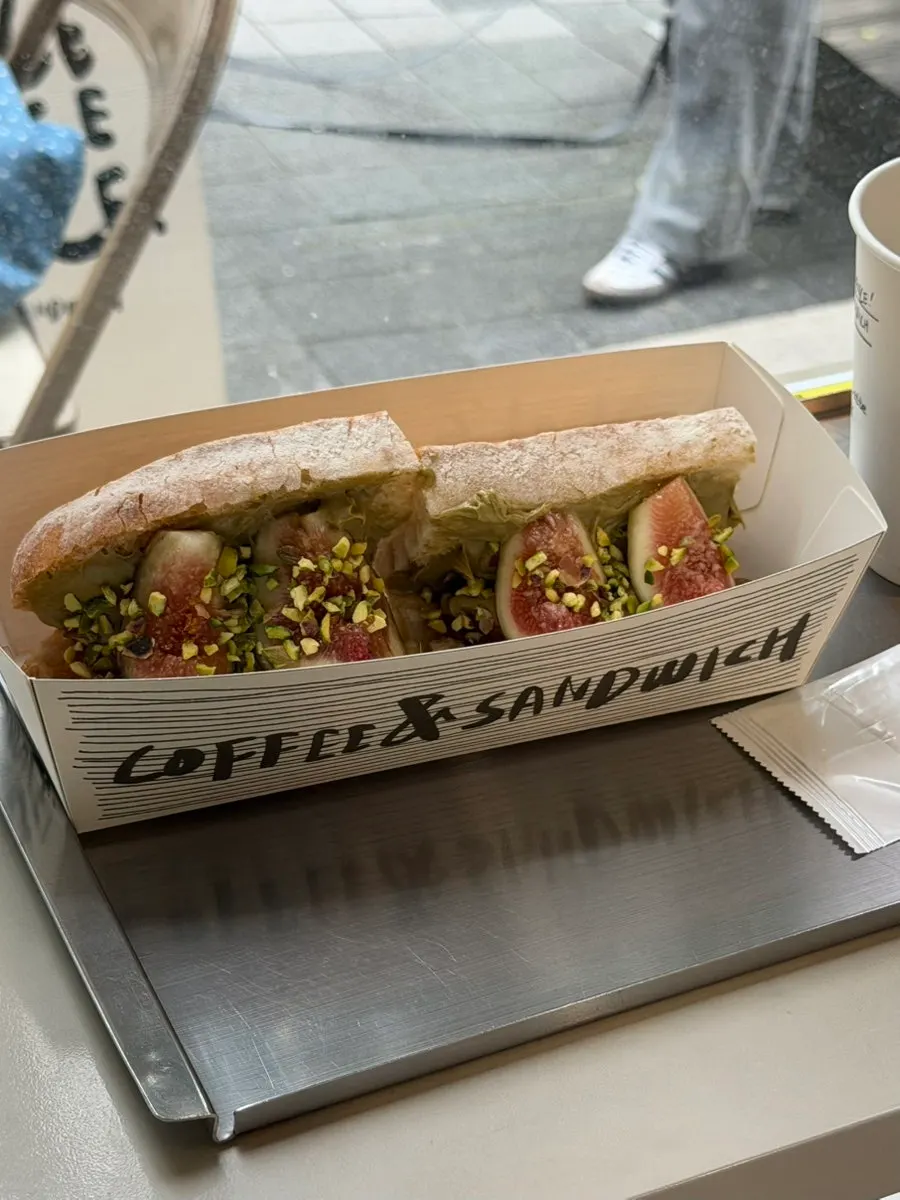 A bitten fig sandwich