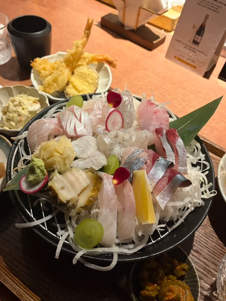 Plate of assorted aged sashimi at TATSU SUSAN