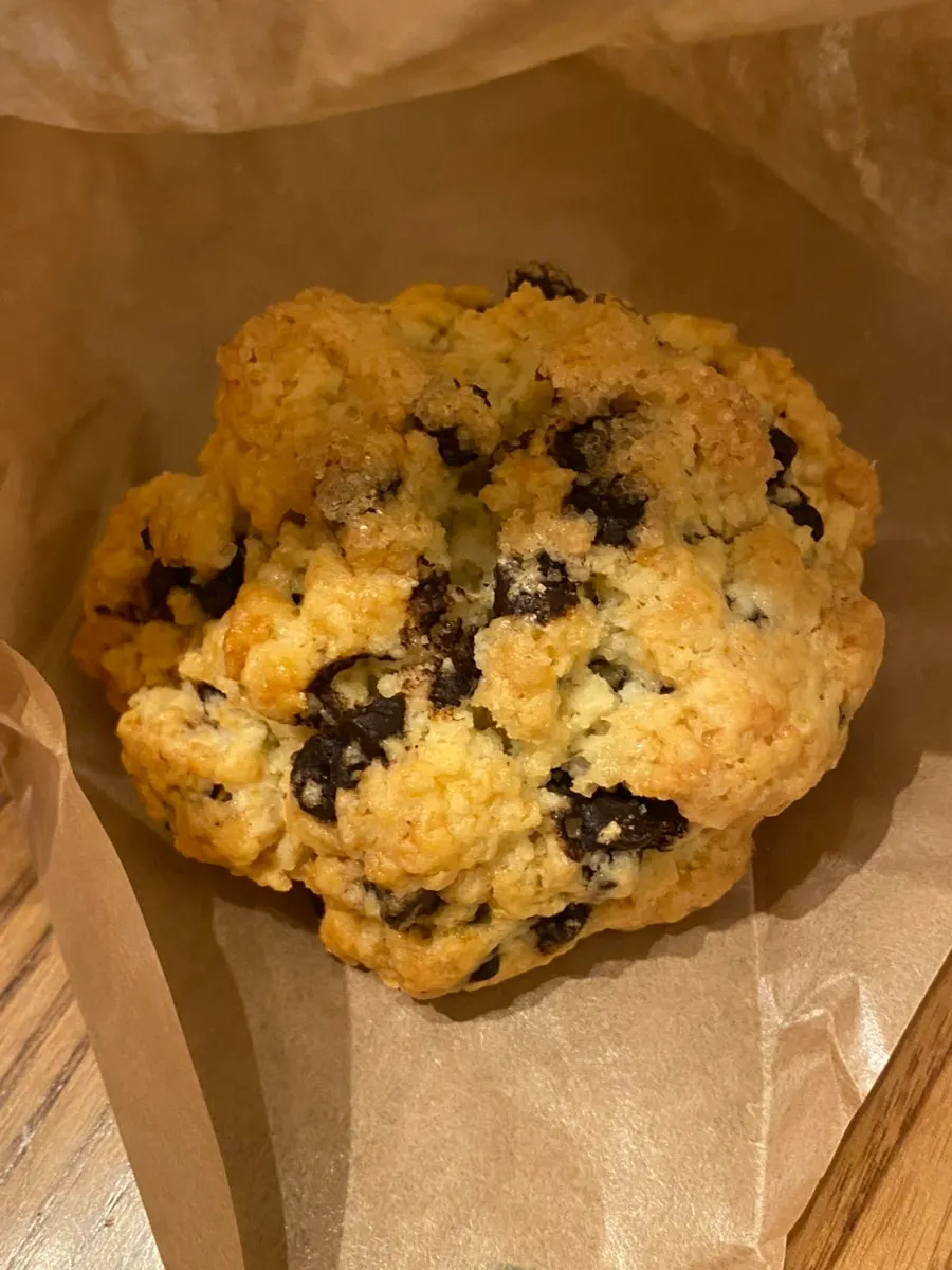 The dense-textured choco chip scone